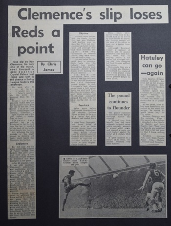 Clemence's slip loses Reds a point - 25 August 1970